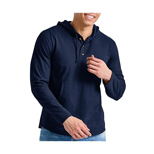Hanes-Mens-Originals-Tri-blend-Jersey-Hoodie-T-Shirt-Hoodie-with-Henley-Collar