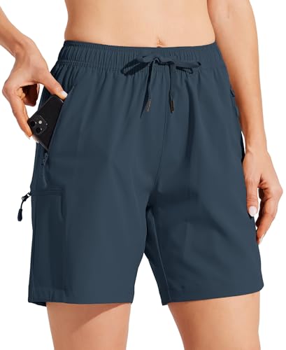 Willit Women's Shorts Hiking Cargo Quick Dry Golf Active Athletic Shorts Lightweight Summer Shorts with Pockets 7" Navy Blue XS