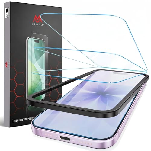 Image of Mr.Shield Screen Protector for iPhone 17 and 16 Pro, 9H Hardness Tempered Glass Screen Guard, Military Grade Shatterproof, Easy Installation Tray, HD Clarity, Case-Friendly [2 Pack]