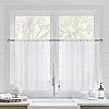 DWCN White Sheer Curtains for Kitchen Windows Rod Pocket Semi Transparent Voile Tier Curtains for Bedroom Living Room Farmhouse 36 x 36 inches Long Set of 2 Panels