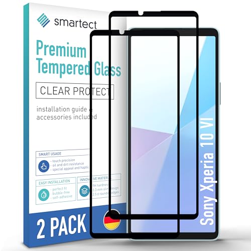 smartect Verre Trempé [2 Pièces, Full Screen, Clear] pour Sony Xperia 10 VI, Protecteur d'écran en Verre HD Anti Rayures, Sans Bulles, Dureté 9H, 0.3mm...