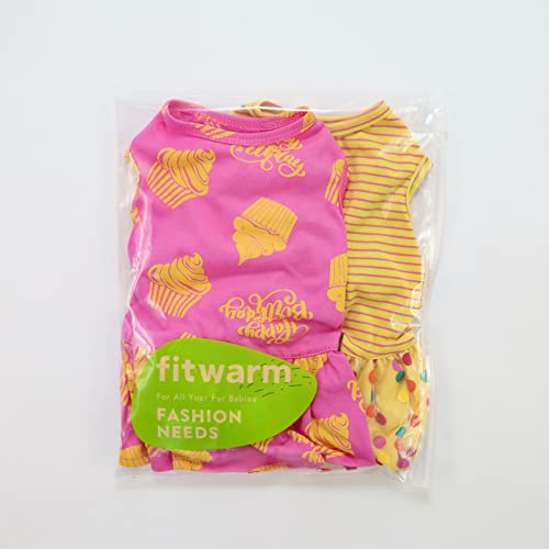Fitwarm 2 Pack Happy Birthday Dog Tulle Dress, Cupcake Polka Dot Dog Clothes For Small Dogs Girl, Pet Cat Outfit, 100% Breathable Cotton, Pink, Yellow, Xs #TOP7
