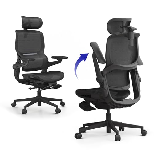 Image of Ergonomic Office Chair, Gaming Chair with Headrest, Mesh Desk Chair with Lumbar Support, Adjustable Seat Depth & 5D Armrest