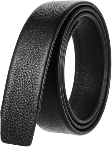 Men's Leather Ratchet Belt Strap without Buckle, Men's Cowhide Leather Belt 3.5cm Casual Round Tail Belt