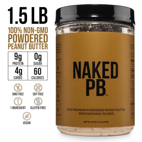 Image of Naked 1.5 LB Powdered Peanut Butter from US Farms - Bulk, Only 1 Ingredient - Roasted Peanuts, Vegan, No Additives, Preservative Free, No Salt, No Sugar - 45 Servings - NAKED PB