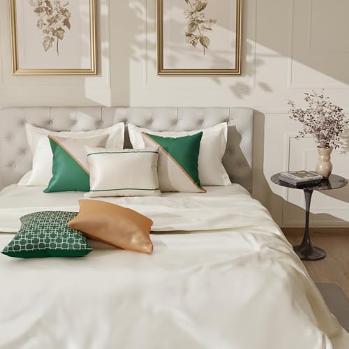 Image of Stoa Paris Cushion Covers for Home, Digital Printed Pillow Covers Set of 5, Throw Cushion Covers for Bed, Sofa, Home Decor - Emerald Green, Charming Ivory, Eternal Glow