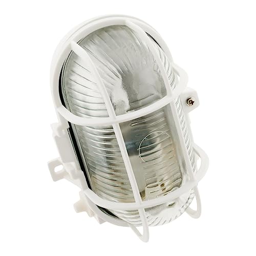 Zenitech - Ovales Bullauge 60W IP44 E27 - Hochbeständige Kunststoffbasis mit Schutzgitter - Außenbeleuchtung für Garten und Terrasse - Weiß – Ansicht 2