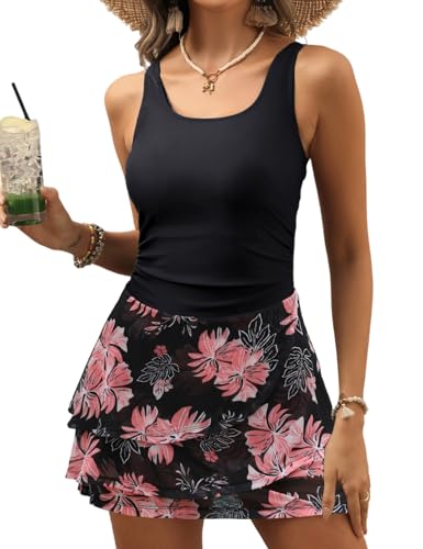 Image of CiCiBird Women One Piece Tummy Control Swimsuit Modest Swim Dress Bathing Suit Skirt Swimwear