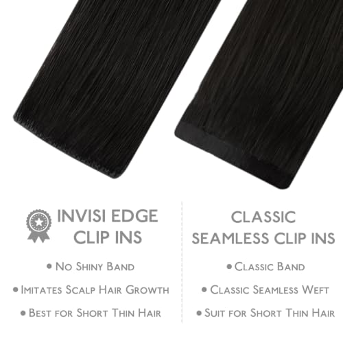 Image of WENNALIFE Invisible Edge Seamless Clip in Hair Extensions Real Human Hair