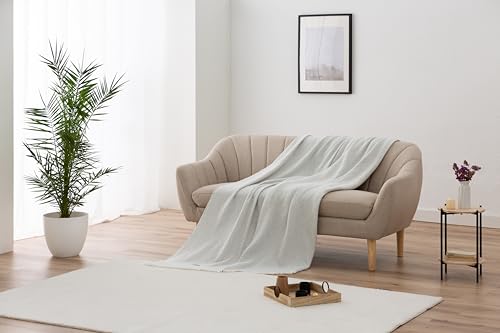Couverture coton gaufre lit couvre-lit multifonction canapé gris