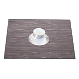 YAHUO PVC製 ランチョンマット プレースマット テーブルマット デスクマット 食器パッド 断熱パッド 防水 耐久性 45*30cm(6点セット) ブラック