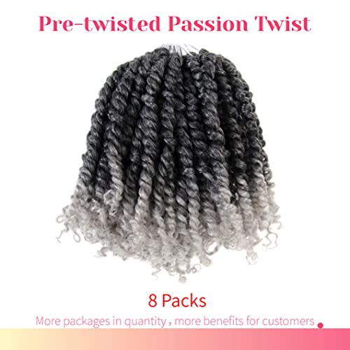 BOHOBABE Crochet Hair - Ombre Gray Passion Twist 8 Inch