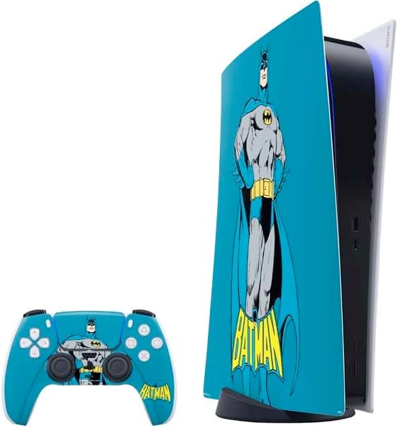 Skinit Decal Gaming Skin Compatible with PS5 Digital Edition Bundle - Officially Licensed DC Comics Batman Vintage Pose Collage Art Design