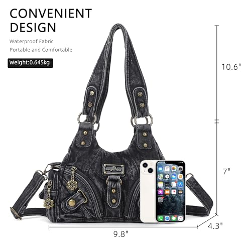 Image of Angel Kiss Purses for Women Small Hobo Shoulder Bags Vagen Leather Multi-Pocket Tote Bag with Zipper