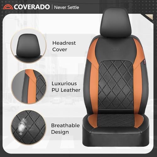 Image of Coverado Car Seat Covers, Front Seat Covers, 2 Front Automotive Seat Cover, Mesh Breathable Seat Protectors, Universal Fit for Most Cars