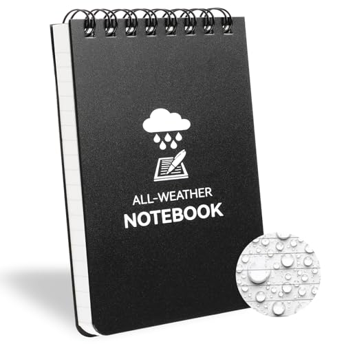 Waterproof Notebook, 3 x 5 Pocket Notepad, All Weather Small Pocket Notebook Stone Paper, Mini Spiral Notepad Police Notepad 100 Lined Pages for Outdoor Office