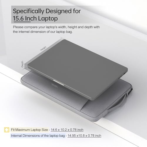 Image of 15.6-16 Inch Laptop Sleeve Case for Dell 16 Plus /HP Omnibook 16 /Pavilion Envy /Lenovo ThinkPad IdeaPad Computer Bag, Light Grey