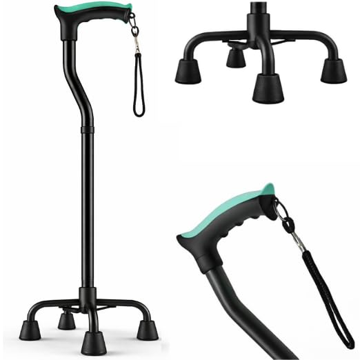 MCP Thunderbolt Self-Standing Walking Stick for Seniors – Durable Mild Steel Cane for Men & Women, Adjustable Trekking Stick with Quadripod (Black)-picture-26