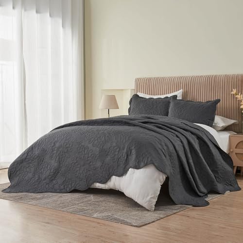 Image of Kingnex Oversized King Bedspreads 128x120 Dark Grey