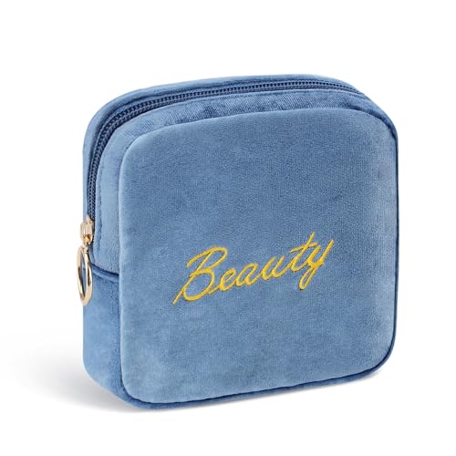 Image of Flannel Sanitary Napkin Storage Bags Menstrual Cup Pouch Portable Zipper Nursing Pad Holder Tampons Collect Bags Feminine Menstruation First Period Kit Bag for Women Blue