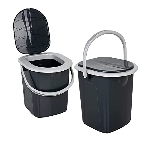 Pluto Packaging Large 22 Litre Portable Compact Indoor Outdoor Lightweight Camping Festivals Mobile Toilet Seat and Lid 1