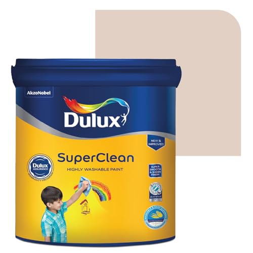 Image of Dulux SuperClean Interior Emulsion Paint For Walls | Soothing Sheen & Rich Finish | Washable & Easy To Clean | Water Based Durable Paint, White (10L, Domestic Bliss)