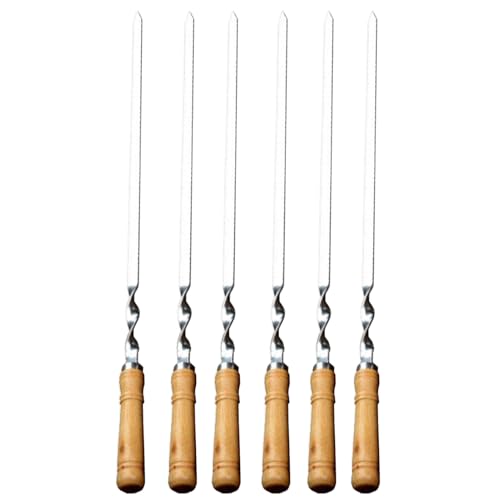 Celuicion Brochetas para barbacoa, 6 unidades, acero inoxidable, planas, para carne, barbacoa, camping, cocina