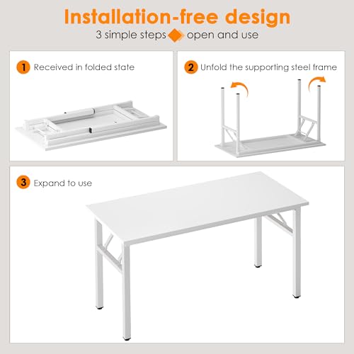 Image of Need 47 inches Computer Desk Office Desk Folding Table with BIFMA Certification Computer Table Workstation, White AC5DW-120