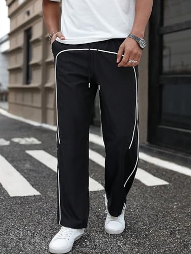 Image of GRECIILOOKS Lycra Track Pants for Men - Stretchable Loose Fit Gym Joggers | Korean Style Workout | Loose Mid Rise Trouser (Available in Plus Size)