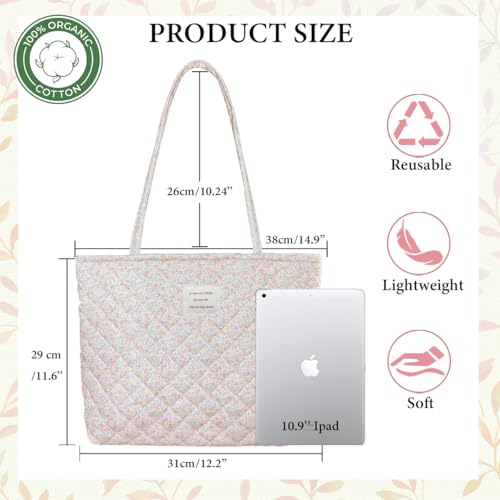 Image of Sunwel Fashion Top Zipper Floral Quilted Bag Small Tote Bag for Women