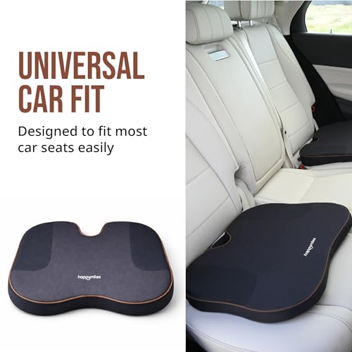 Image of Wedge Car Seat Cushion - Memory Foam Driver Seat Pad for Height & Comfort | Coccyx Cutout for Tailbone & Lower Back Pain Relief & Better Road Visibility (Black)