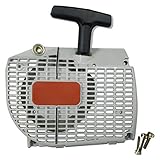 ENGINERUN Ensamblaje de cubierta de arranque de rebobinado de motosierra compatible con Stihl 044 046 MS440 MS460 Motosierras OEM 11280802104 1128-080-2104 Hardware incluye