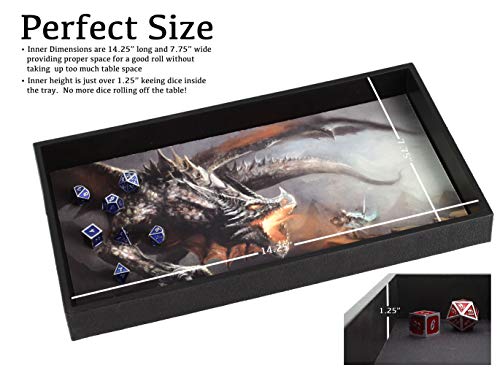 Image of Forged Dice Co. Dice Tray 14 inch - Reversible Dice Rolling Mat - Compatible with Board Games and Tabletop RPGs Like Dungeons and Dragons Pathfinder Roleplaying Games - Dragon Battle