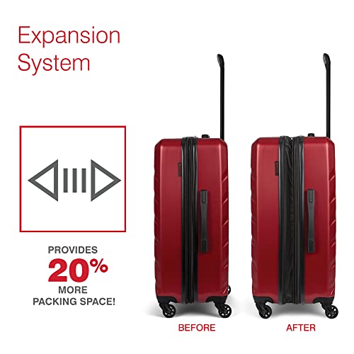 AHB Collection 3 Piece Hard Shell Luggage Set, Expandable Suitcases with 360-Degree Spinner Wheels, Retractable Handle, 20 Inch Carry On, 24 Inch Mid-size, 28 Inch Large Bags, Red4