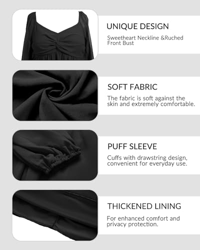 Pinup Fashion Plus Size Black Dress For Women Sweetheart Neckline Party Graduation Summer Long Sleeve Teens Swing Mini Skater Dresses thumb #4