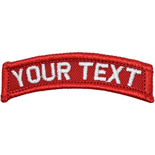Custom Text Tab Patch W/Hook Fastener Patch (Red)