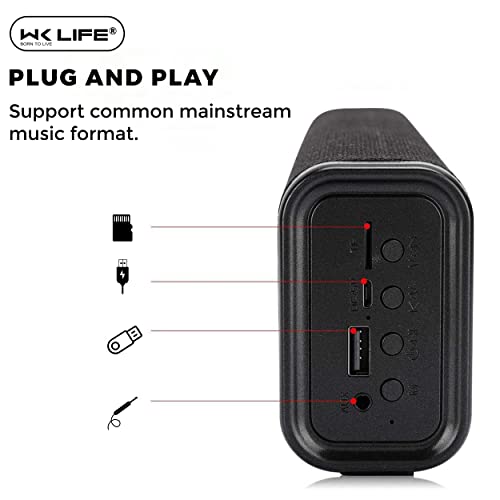 Image of WK LIFE BORN TO LIVE RB-M33 Rich Fabric Series Wireless Bluetooth Soundbar Speaker 10W (Black)
