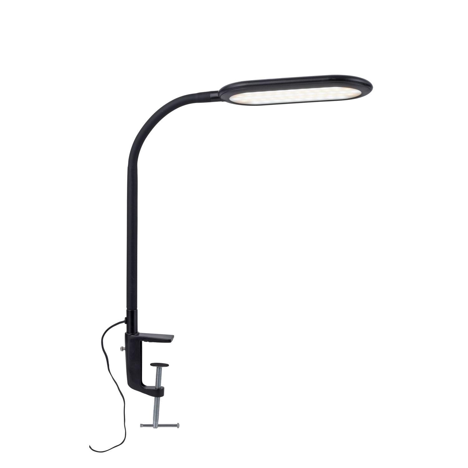 Licht-Erlebnisse LED Klemmleuchte Metall Schwarz Büro Schreibtisch H:67 cm 3000-6000 K 1180 lm Touch Dimmer Farbtemperaturwechsel flexible Tischleuchte Modern HESWIN