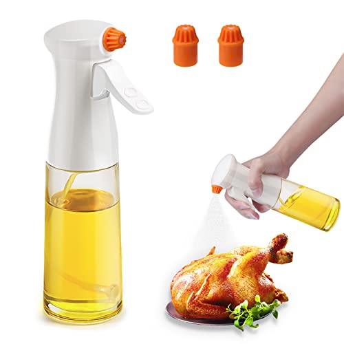 MOCOBO Oil Spray Bottle, Olive Oil Dispenser and Vinegar Sprayer with 3 Replaceable Nozzle 6.8oz/200ml for Kitchen Cooking Air Fryer Salad Baking BBQ