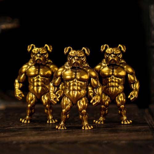 Figura Decorativa Bulldog Muscular de Latón Retro miniatura 4