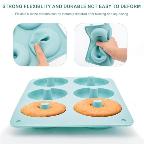 4 PCS Donut Mould, Non-Stick 6 Cavity Silicone Doughnut Tray Pan, Large Baking Molds (Blue, Pink, Green, Purple) - Image 6