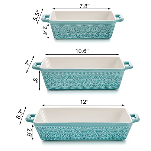 Hacaroa Set Of 3 Ceramic Baking Dishes, Rectangular Bakeware With Handles thumb #1