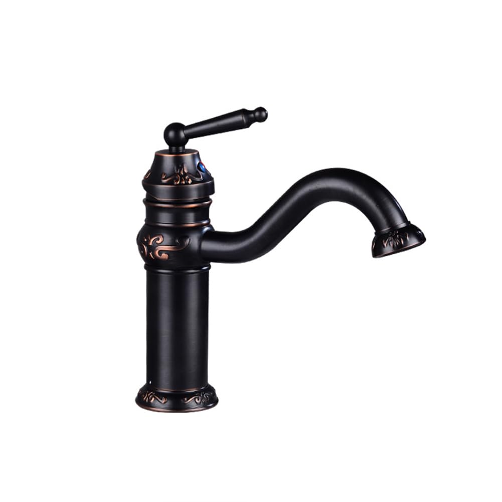 Mitigeur de lavabo noir à commande unique pour un réglage eau chaude et froide fluide