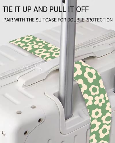 Image of Luggage Straps for Suitcases, Adjustable Travel Belt, Durable Wide Luggage Strap, Cute Suitcase Strap Identifiers with Buckle, Bag Straps for Luggage, Grey Cute Flowers