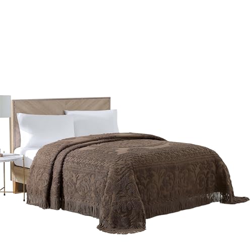 Image of Beatrice Home Fashions Medallion Twin Cotton Chenille Bedspread, Chocolate
