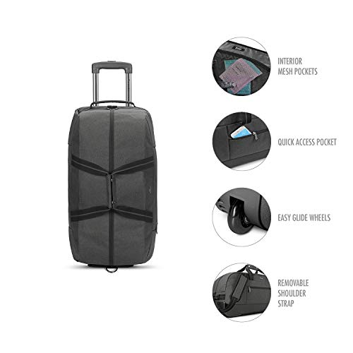 Solo New York Avenue C Rolling 24 Inch Duffel Bag with Removable Shoulder Strap, 49L Capacity, Grey, One Size
