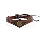 Renaissance Fantasy Elf Accessories: Golden Diadem, Antler Headdress, Bracers, Waist Pouch, Pendant, Belt & Accessories(Brown)