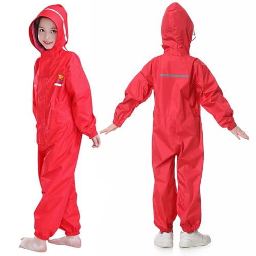 Fouyada Kids Rain Suit for Boys Girls One Piece Coverall Rain Jacket Kids Puddle Suit