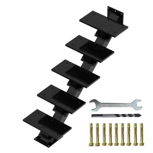 5 Steps Metal Stringer, Steel Stair Stringers for Deck, Step Riser with Tread for Indoor & Outdoor