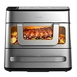 Cecotec Friggitrice ad Aria e Forno 18L Cecofry FoodCourt 18000 4Pizza+. 2700W, Forno Pizza 12" Incl. Pietra, 9L Parete Divisoria, Schermo Color, Acciaio Inox, Sincronizzazione Vaschette